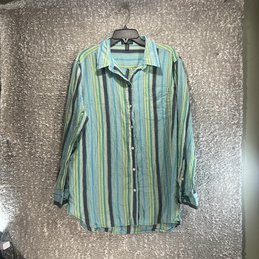 LRL Lauren Jeans Co.‎ XL Long Sleeve Tunic Shirt Striped Beach Cover Up Cruise